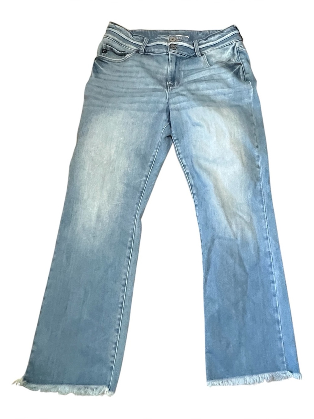 KanCan Estilo 222306 High Rise Curvy Double Button Wide leg Raw Hem Size 14